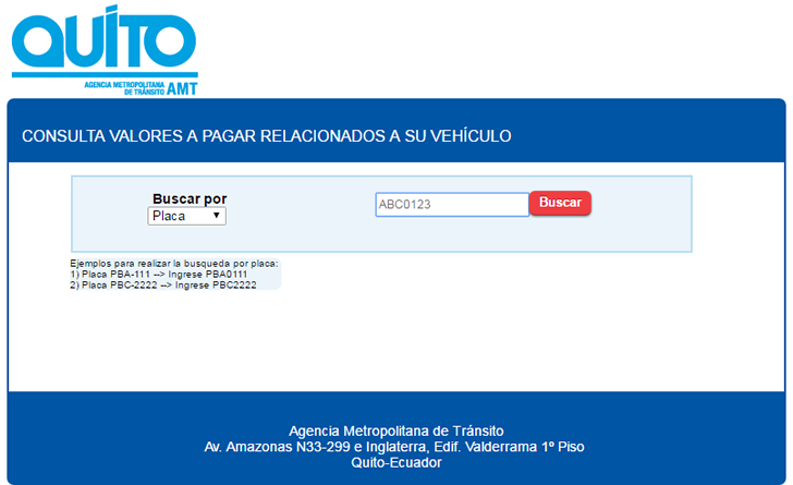 Consultar Valor A Pagar Por Revision Tecnica Vehicular Amt Quito