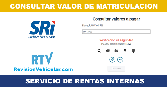 Valores pendientes matriculación vehicular SRI