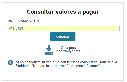 Valor de matriculación vehicular